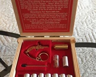 Berloque pistol. World’s smallest flare gun with 8 colored flares. Used once.