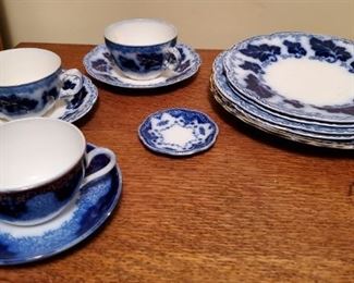 Atq Flow Blue Cups, Saucers, Plates and More