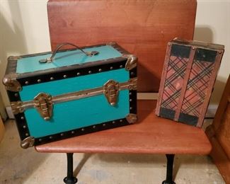 Atq School Bench and Trunks