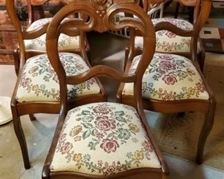 Atq Victorian Needlepoint Chairs Five