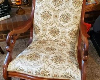 Atq Victorian Walnut Gooseneck Rocker