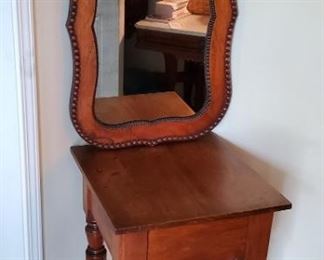 Atq Walnut Table and Mirror