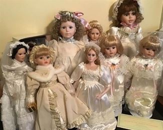 Bride and Bridesmaids Porcelain Dolls