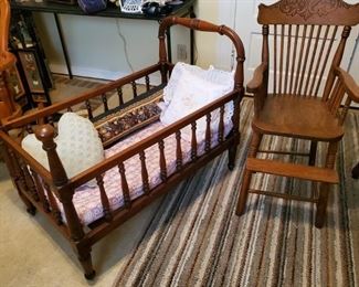 Childs Bed and High Chair