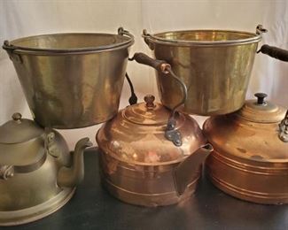 Copper and Brass Teapots, Feed Buckets