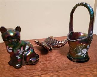 Fenton Carnival Hand Painted Three