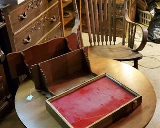 Table, Rocker, and Shelves