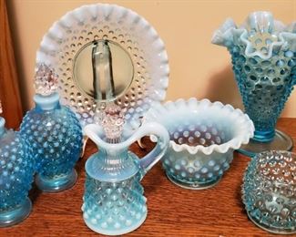 Vtg Fenton Blue Hobnail Smalls