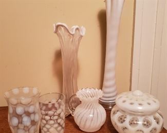 Vtg Fenton Opalescent Coin Dot and More