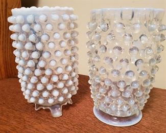 Vtg Fenton Hobnail Vases Two