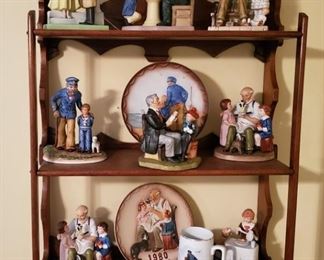 Vtg Norman Rockwell Figurines and Victorian Shelf