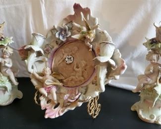 Vtg Porcelain Cherub Candleholders Three