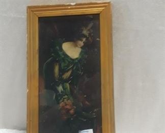 Early 1900's Lady in Green Print