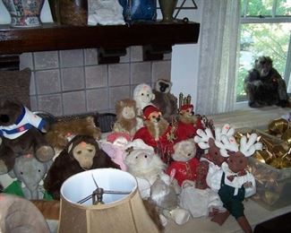 MORE STUFFED ANIMALS ON THE OTHER END OF THE SECTIONAL