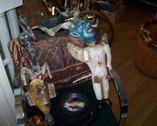  MORE AFRICAN ART & CHROME ARMCHAIR 