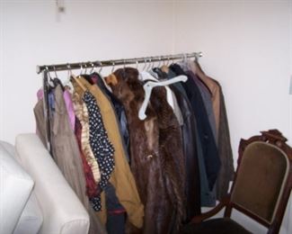 VICTORIAN CHAIR, OLD FURS & MISC.