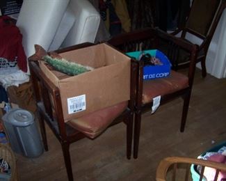 PAIR OF OAK CHAIRS & MISC.