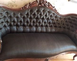 Victorian walnut carved frame sofa