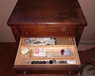 Sewing table with contents