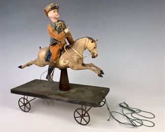Antique "Soldier on Horse" Pull Toy C. 1880