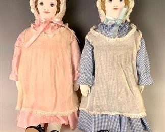 Two 18" Moravian Cloth Polly Heckewelder Dolls