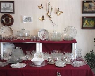 retro wall art, crystal and china