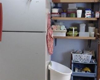 Amana refrigerator, Tupperware , plastic containers and more