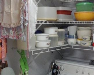 vintage aprons and Tupperware 