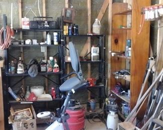 shop vac, yard tools, lots of misc.