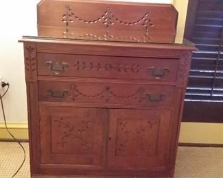 Antique washstand  with incised carving