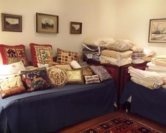 Needlepoint pillows & blankets & linens