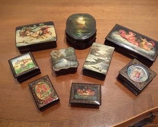 Hand painted Russian lacquer boxes 