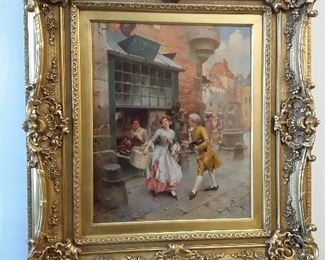 Original oil on board by Henri Victor Lesur in a beautiful ornate frame