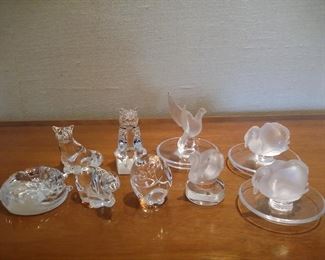 Hadelund & Lalique pieces, Steuben owl