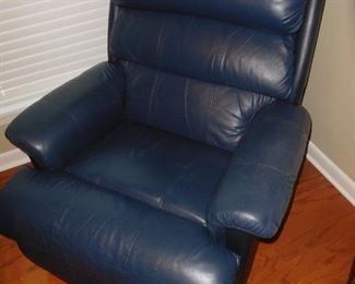 Blue leather LaZboy recliner