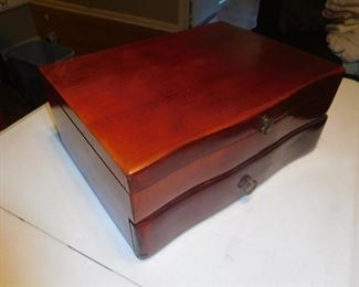 Vintage double-decker flatware box