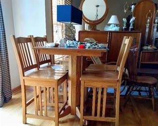 Mission style oak set - stool height chairs ...