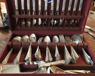 Heirloom Sterling silver set, Damask Rose pattern. Place setting for 12. 108 pieces total. No monograms. Over 8 pounds of sterling silver!