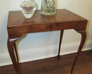 Exquisite Baker burl wood petite table