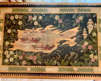 Hand Painted (table top detail) Maritime Scene  