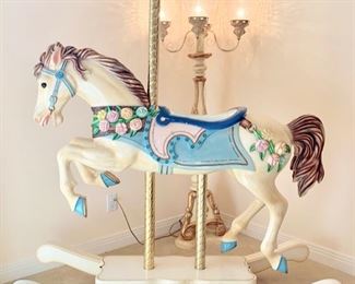 Hand Carved and Painted, Full Size Carousel Rocking Horse:  1988 by S. and S. Woodcarvers
