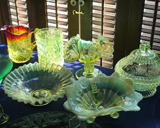 Love this vaseline glass, fenton and opalescense