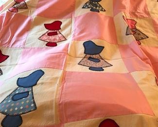 Love this sunbonnet hand done quilt top. ready for you to finish.