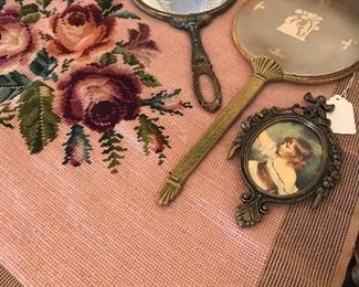 Love this needlepoint...ready to finish. Great early 1940's mirrors