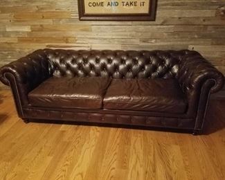 Frontgate Barrow Chesterfield Mocha Leather 96" Sofa - matches the over sized chair and ottoman! 