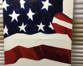 11.  American Flag oil painting  - 47"w x 62.5"h