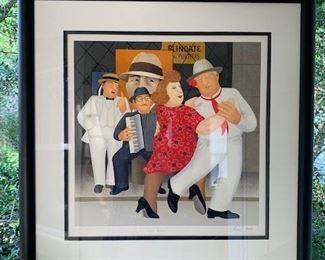 Beryl Cook limited print professionally framed , titled Tango busting 105/395 & penciled signed