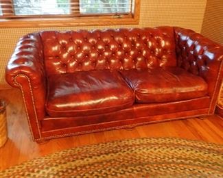 LEATHER BUTTON BACK SOFA