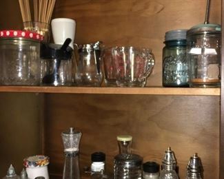 Nutmeg grinder, multiple salt/pepper shakers, pyrex, ball, jfg peanut butter lidded jar. Some still available.