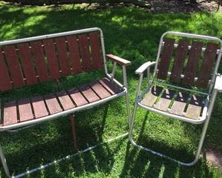 vintage redwood& aluminum lawn furniture (double is sold)